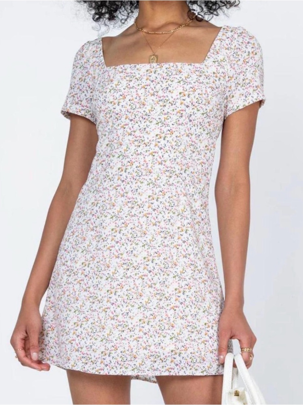 Princess Polly Hastings White Mini Dress with Pastel Floral Print